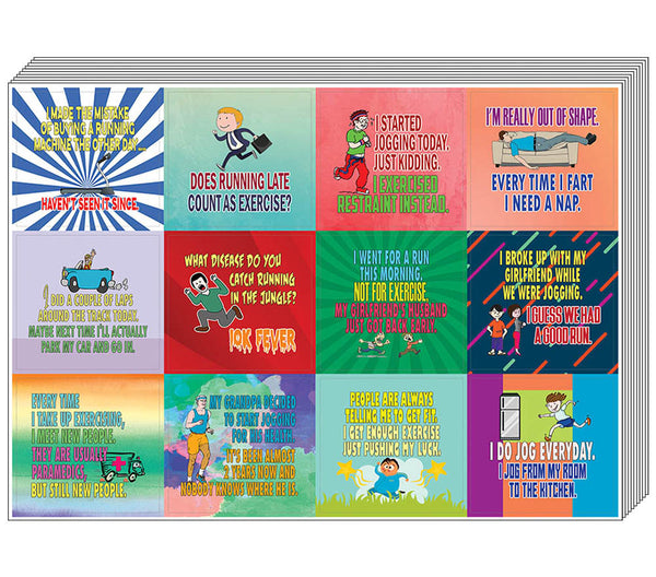 Creanoso Jogging and Exercising Funny Workout Jokes Stickers (10-Sheet) â€“ Total 120 pcs (10 X 12pcs) Individual Small Size 2.1 x 2. Inches