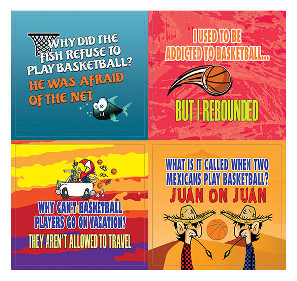 Creanoso Funny Stickers â€“ Playing Basketball Sports Jokes (20-Sheets) â€“ Great Learning Wall Art Decal Stickers â€“ Stocking Stuffers Gifts for Basketball Players, Men, Teens, Athletes â€“ Sticky Giveaways