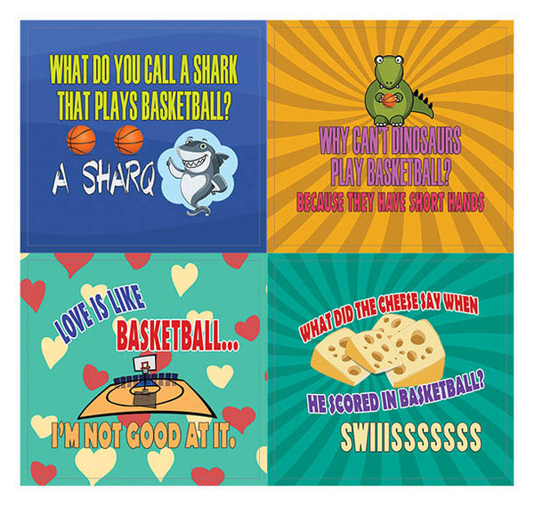 Creanoso Funny Stickers â€“ Playing Basketball Sports Jokes (20-Sheets) â€“ Great Learning Wall Art Decal Stickers â€“ Stocking Stuffers Gifts for Basketball Players, Men, Teens, Athletes â€“ Sticky Giveaways