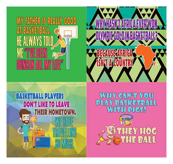 Creanoso Funny Stickers â€“ Playing Basketball Sports Jokes (20-Sheets) â€“ Great Learning Wall Art Decal Stickers â€“ Stocking Stuffers Gifts for Basketball Players, Men, Teens, Athletes â€“ Sticky Giveaways