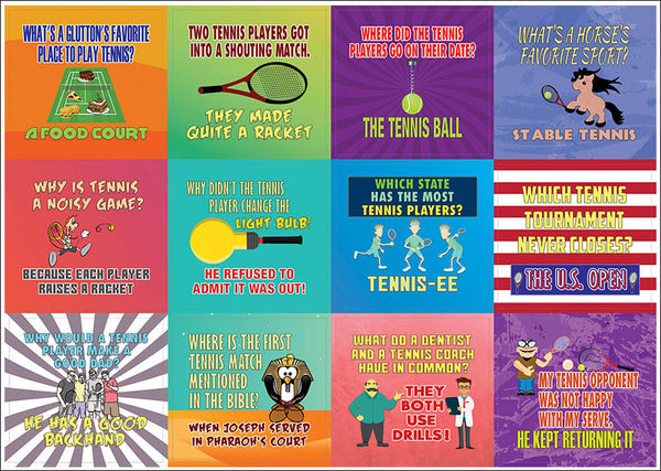 Creanoso Tennis Funny Sports Jokes Stickers (20-Sheets) â€“ Awesome Stocking Stuffers Gifts for Men, Teens, Athletes â€“ Cool Reward Incentives â€“ Unique Sticky Notes Giveaways â€“ Surface Art Decal