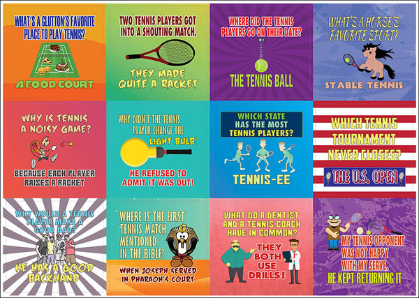 Creanoso Funny Tennis Sports Jokes Stickers  - Unique Wall Art Decal Decor Set - Stocking Stuffers Gifts