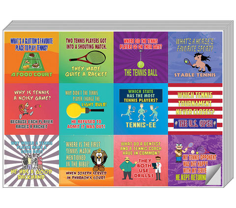 Creanoso Funny Tennis Sports Jokes Stickers  - Unique Wall Art Decal Decor Set - Stocking Stuffers Gifts