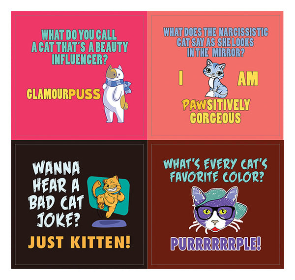 Creanoso Funny Cat Jokes Stickers (20-Sheets) Ã¢â‚¬â€œ Unique Puns Animal Stickers Ã¢â‚¬â€œ Unique Stocking Stuffers Gifts for Men, Women, Teens, Kids Ã¢â‚¬â€œ Surface DÃƒÂ©cor Decal Giveaways Ã¢â‚¬â€œ Wall Art Decal Collection