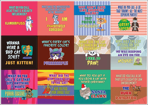 Creanoso Funny Cat Jokes Stickers (20-Sheets) Ã¢â‚¬â€œ Unique Puns Animal Stickers Ã¢â‚¬â€œ Unique Stocking Stuffers Gifts for Men, Women, Teens, Kids Ã¢â‚¬â€œ Surface DÃƒÂ©cor Decal Giveaways Ã¢â‚¬â€œ Wall Art Decal Collection