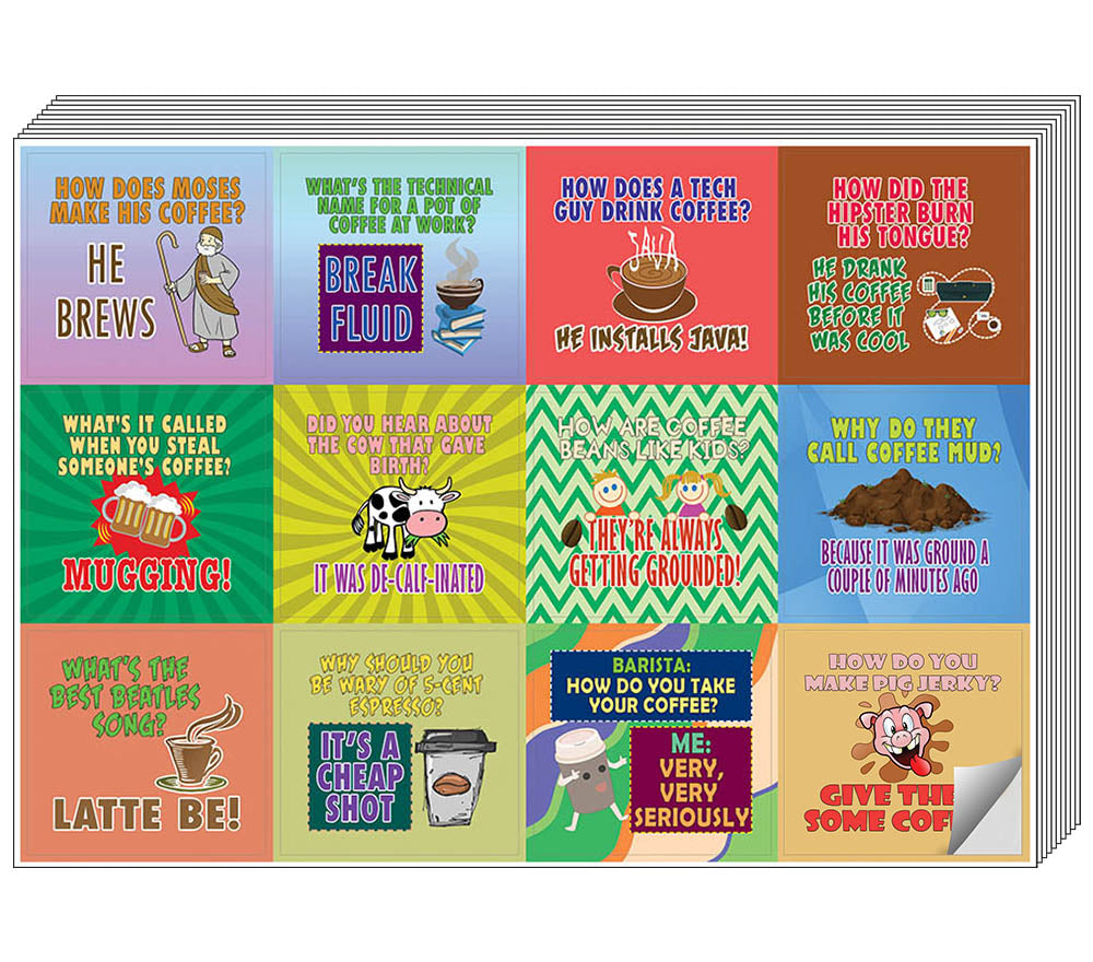 Creanoso Funny Coffee Puns Jokes Stickers   - Awesome Stocking Stuffers Gifts for Coffee Lovers (5-Sheet)