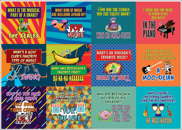 Creanoso Funny Music Puns Jokes Stickers - Awesome Stocking Stuffers Gifts for Music Lovers (5-Sheet)