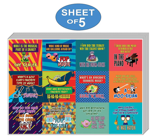 Creanoso Funny Music Puns Jokes Stickers - Awesome Stocking Stuffers Gifts for Music Lovers (5-Sheet)