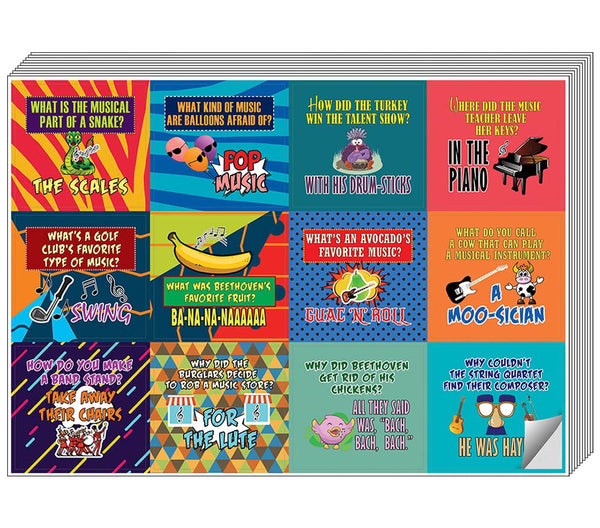 Creanoso Funny Music Puns Jokes Stickers - Awesome Stocking Stuffers Gifts for Music Lovers (5-Sheet)
