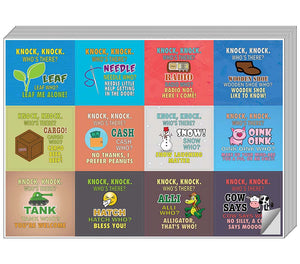Creanoso Funny Knock-Knock Jokes Stickers - Cool and Unique Gift Token Giveaways Sticky Cards Set (5-Sheet)