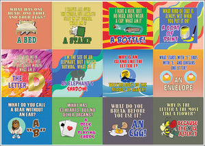 Creanoso Funny Riddle Puns Jokes Stickers (10-Sheet) Ã¢â‚¬â€œ Total 120 pcs (10 X 12pcs) Individual Small Size 2.1 x 2. Inches , Waterproof, Unique Personalized Themes Designs, Any Flat Surface DIY Decoration Art Decal for Boys & Girls, Children, Teens