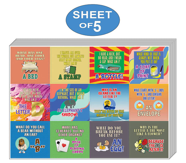 Creanoso Funny Riddle Jokes Stickers - Cool and Unique Gift Token Giveaways Sticky Cards Set for Food Lovers (5-Sheet)