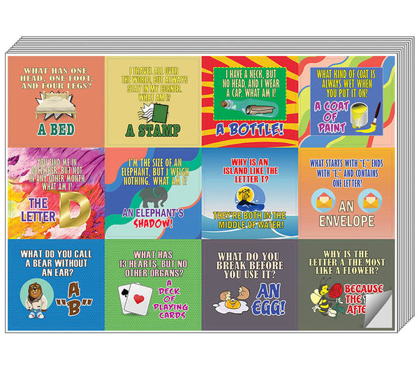 Creanoso Funny Riddle Jokes Stickers - Cool and Unique Gift Token Giveaways Sticky Cards Set for Food Lovers (5-Sheet)