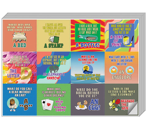 Creanoso Funny Riddle Jokes Stickers - Cool and Unique Gift Token Giveaways Sticky Cards Set for Food Lovers (5-Sheet)