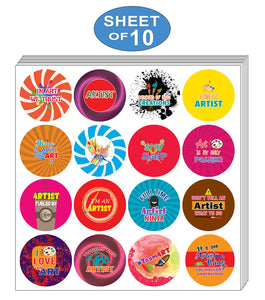 I am an Artist Stickers (10 Sets X 16 Designs)