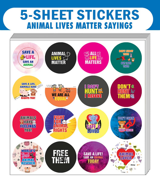 Animal Lives Matter Stickers (5 Sets X 16 Designs)