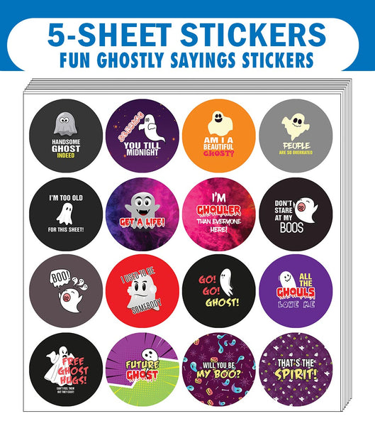 Funny Ghost Sayings Stickers (5 Sets X 16 Designs)