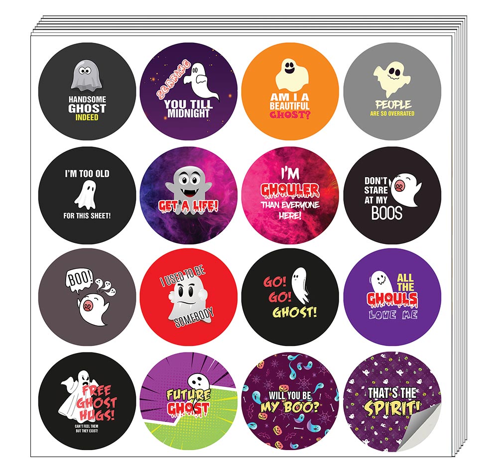 Funny Ghost Sayings Stickers (10 Sets X 16 Designs)