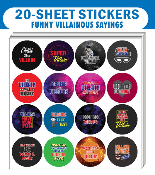 Funny Villainous Sayings Stickers (20 Sets X 16 Designs)