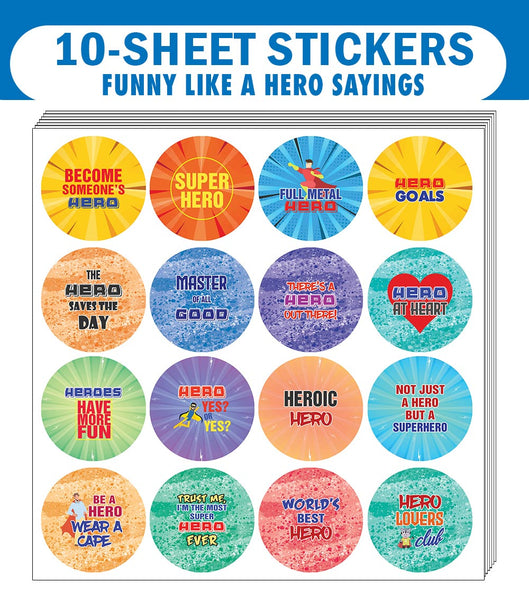 Funny Like A Hero Sayings Sticker (10 Sets X 16 Designs)