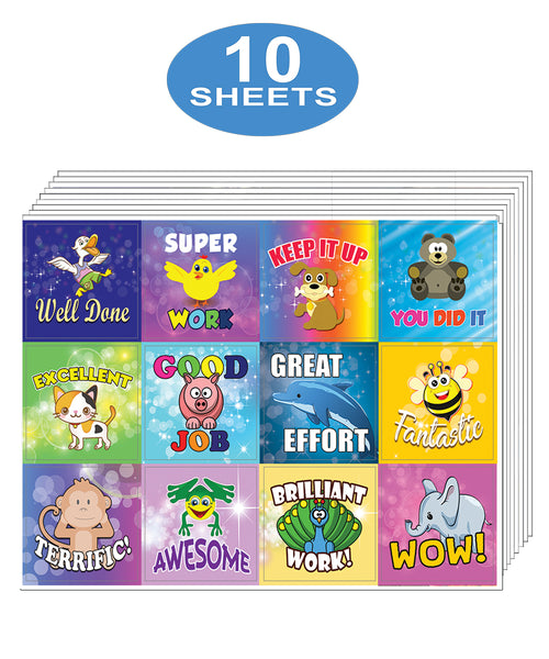 Positive Motivation Animal Stickers for Kids