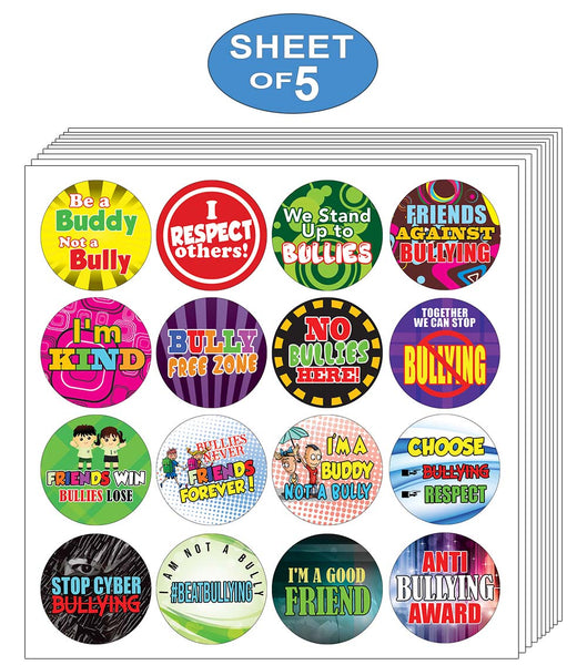Anti Bullying Stickers for kids - Assorted Designs for Children - Classroom Reward Incentives for Students