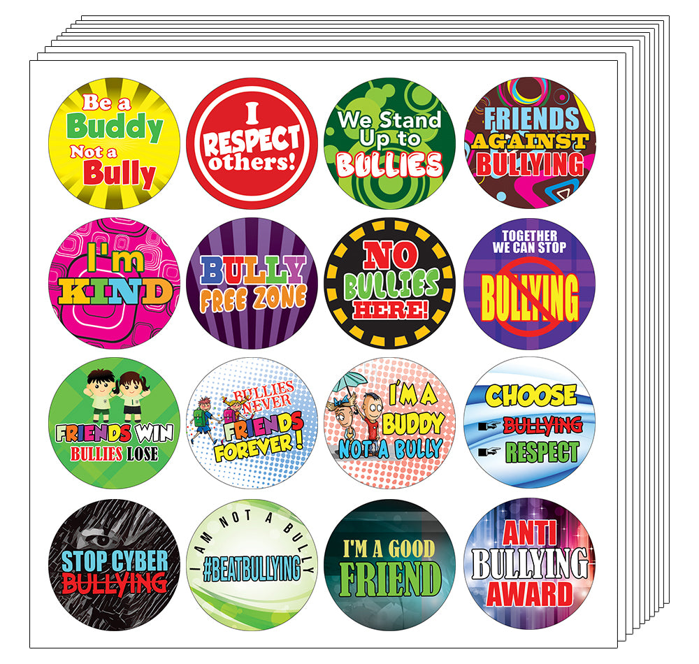 Anti Bullying Stickers for kids - Assorted Designs for Children - Classroom Reward Incentives for Students