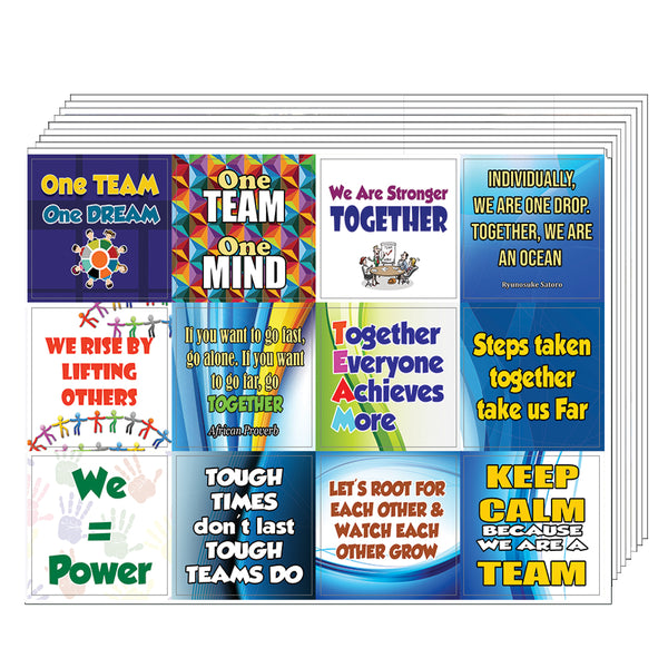 Creanoso Teamwork Stickers for Kids - Cool Unique Sticky Note Cards Bulk Pack
