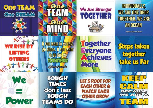 Creanoso Teamwork Stickers for Kids - Cool Unique Sticky Note Cards Bulk Pack