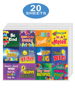 Motivational Encouragement Stickers for Kids (20-Sheet)