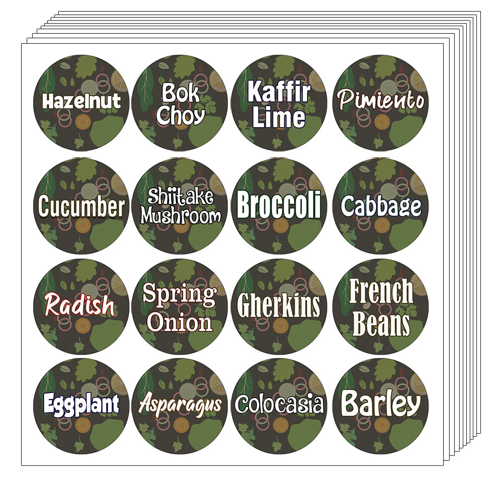 CNSST3015V Kitchen Ingredients Item Labels Text Stickers (Small Round ...