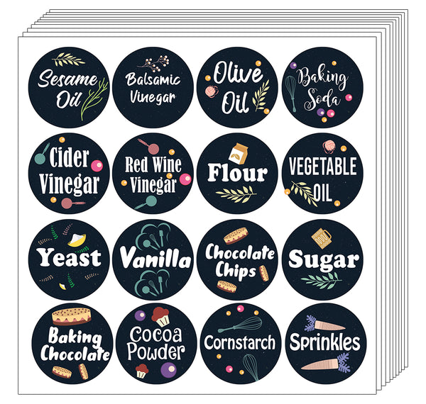 CNSST3015V Kitchen Ingredients Item Labels Text Stickers (Small Round 16pcs X 10 sheets = 160 ingredients) X 2 Sets/20 sheets