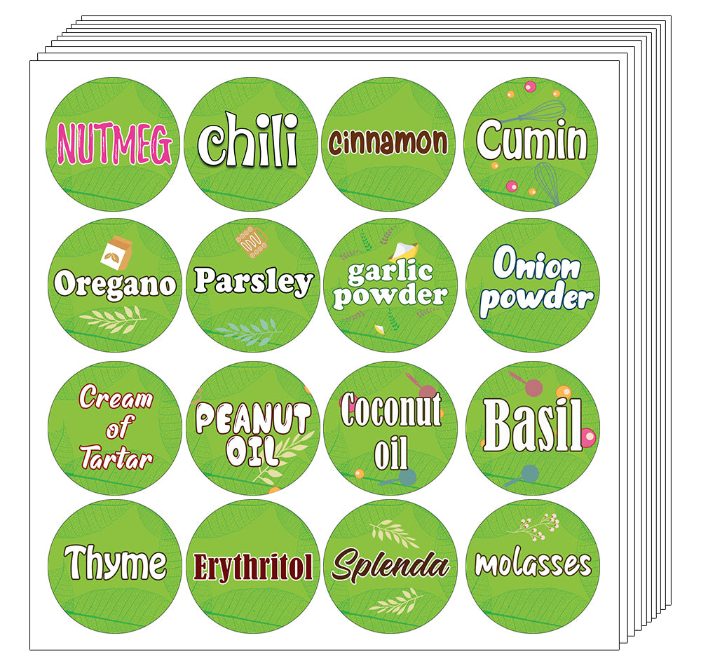 CNSST3015V Kitchen Ingredients Item Labels Text Stickers (Small Round ...