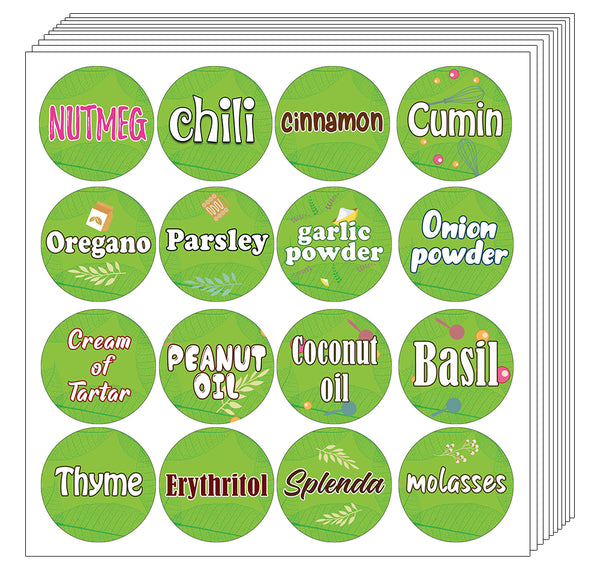 CNSST3015V Kitchen Ingredients Item Labels Text Stickers (Small Round 16pcs X 10 sheets = 160 ingredients) X 2 Sets/20 sheets