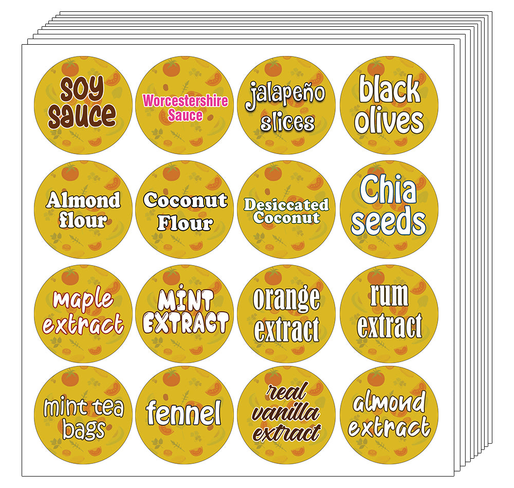 CNSST3015V Kitchen Ingredients Item Labels Text Stickers (Small Round ...