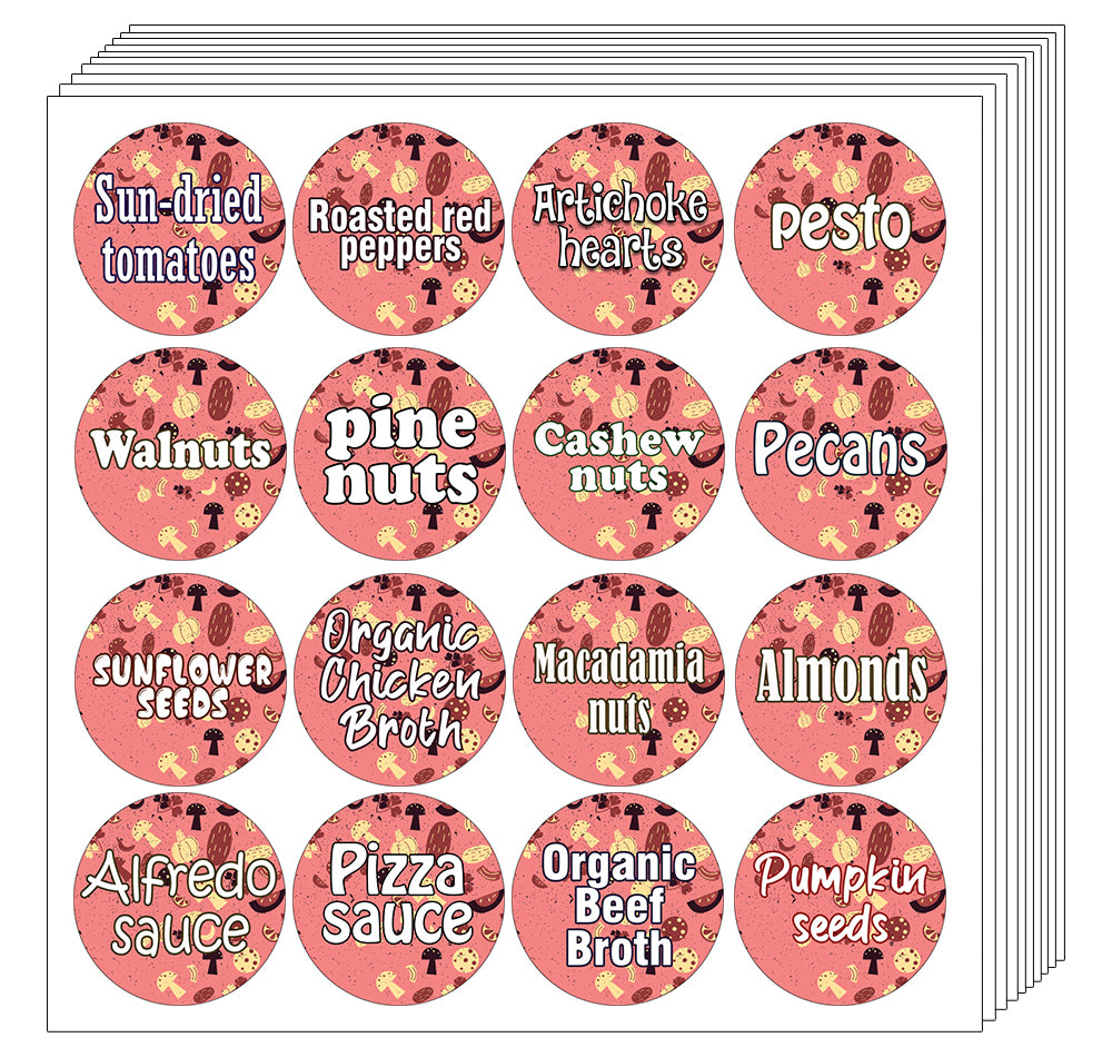 CNSST3015V Kitchen Ingredients Item Labels Text Stickers (Small Round ...