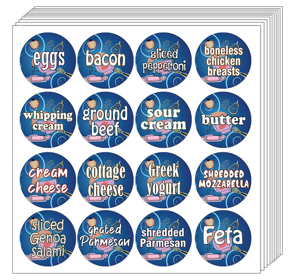 CNSST3015V Kitchen Ingredients Item Labels Text Stickers (Small Round 16pcs X 10 sheets = 160 ingredients) X 2 Sets/20 sheets