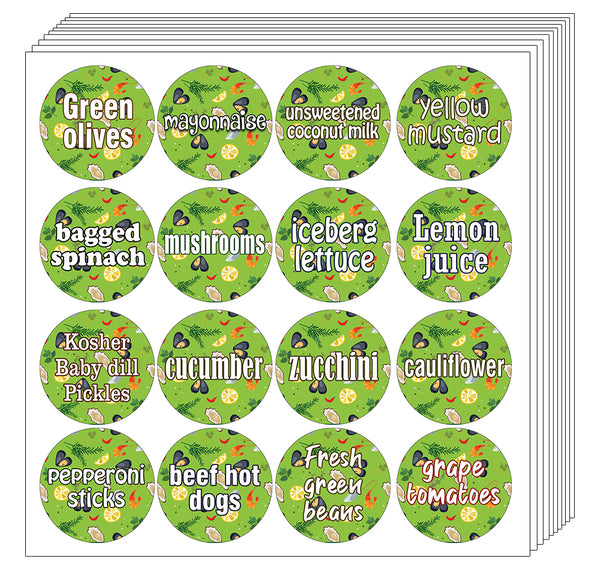 CNSST3015V Kitchen Ingredients Item Labels Text Stickers (Small Round ...