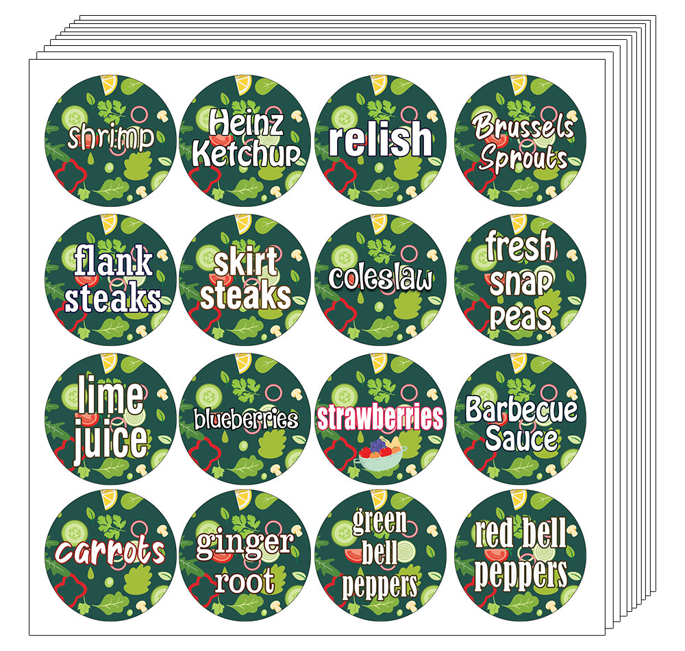 CNSST3015V Kitchen Ingredients Item Labels Text Stickers (Small Round ...