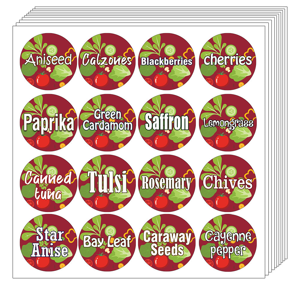 CNSST3015V Kitchen Ingredients Item Labels Text Stickers (Small Round ...