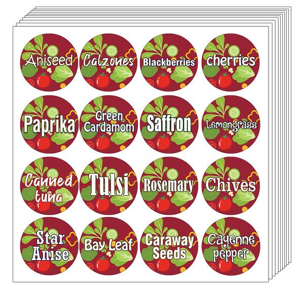 CNSST3015V Kitchen Ingredients Item Labels Text Stickers (Small Round 16pcs X 10 sheets = 160 ingredients) X 2 Sets/20 sheets