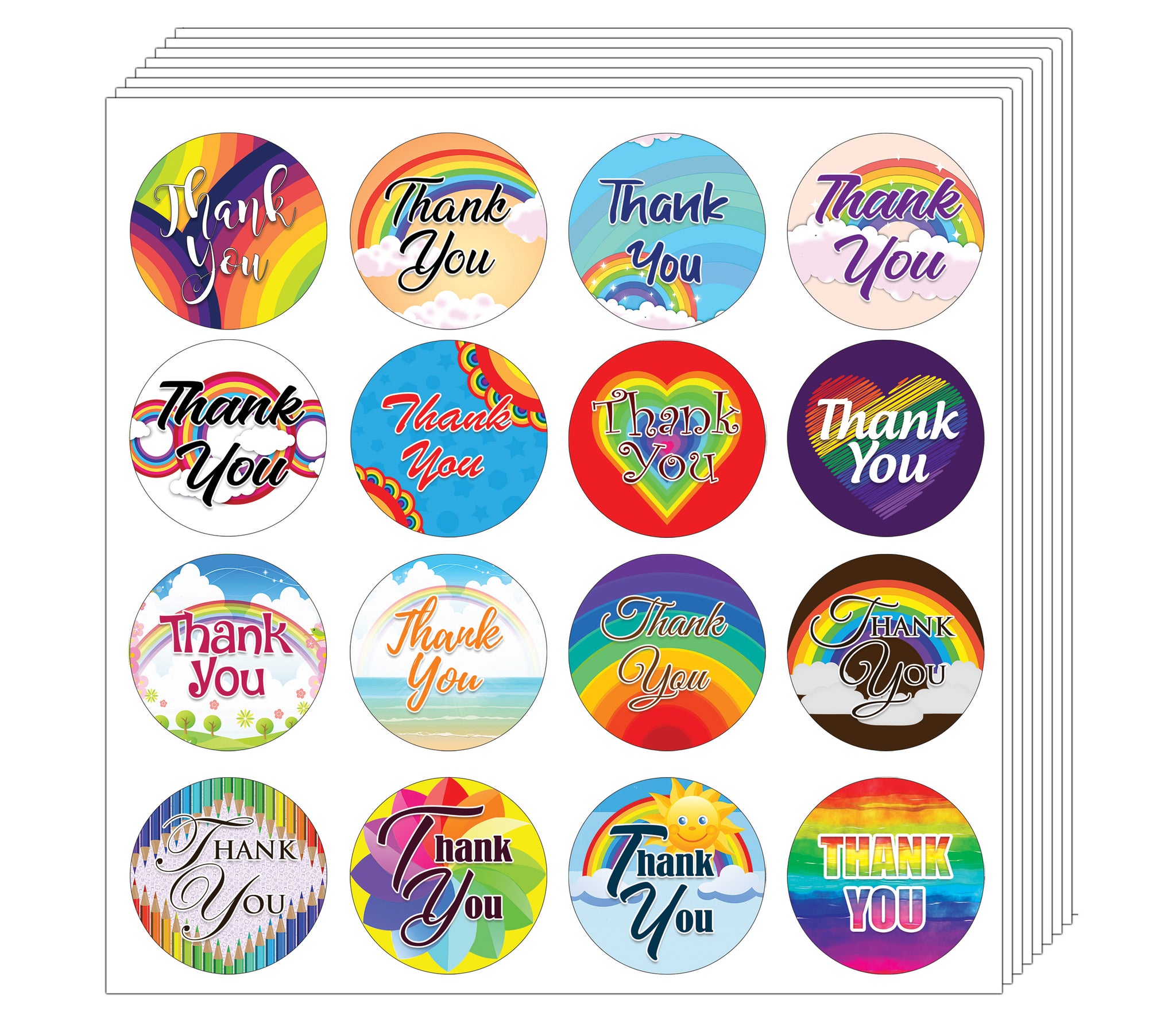 Rainbow Thank You Stickers (5 Sheet)