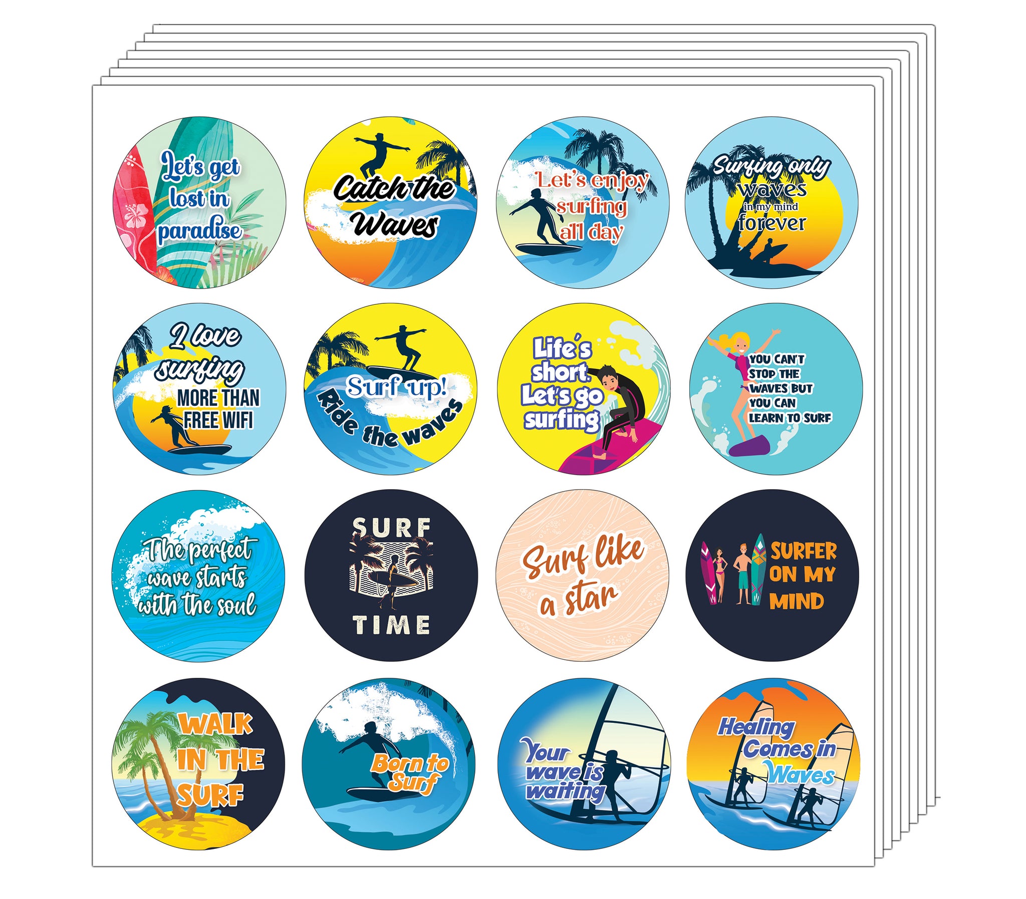LET'S GO SURFING STICKER (20 Sets X 16 Designs)
