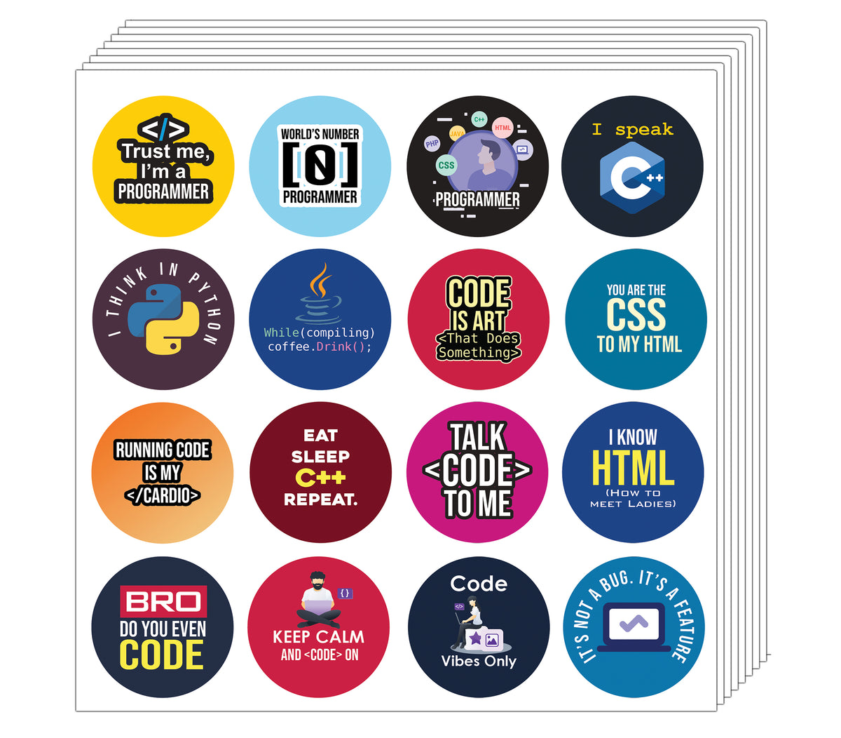 Programming Language Stickers (20 Sets X 16 Designs) – Creanoso
