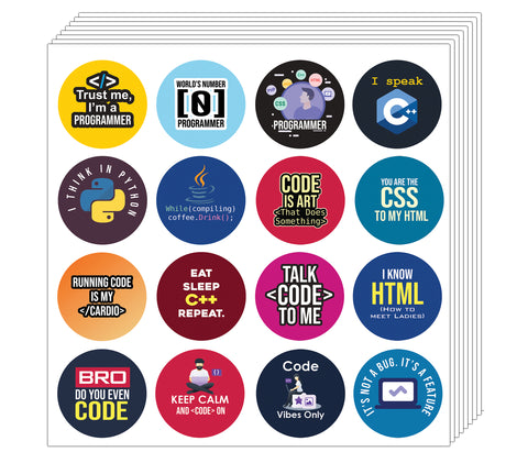 Programming Language Stickers (20 Sets X 16 Designs)