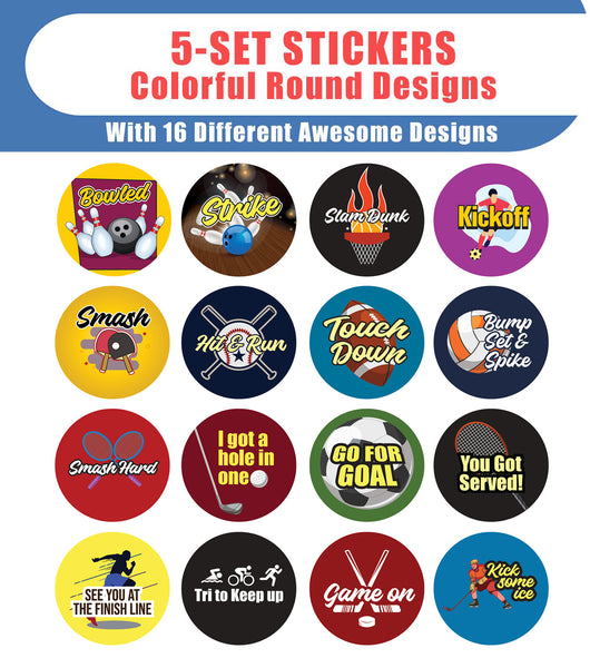 Sports Stickers (5 Sets X 16 Designs)