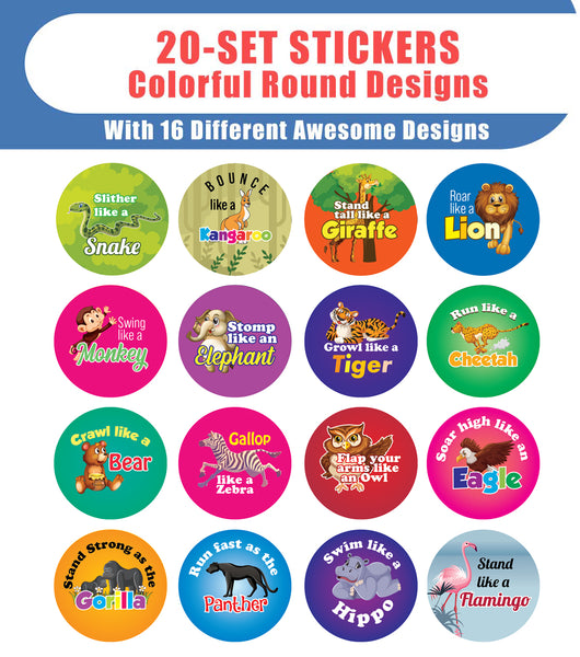 Safari Animals Stickers (20 Sets X 16 Designs)