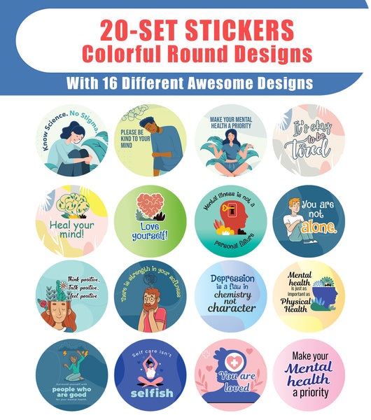 Mental Awareness Stickers (20 Sets X 16 Designs)