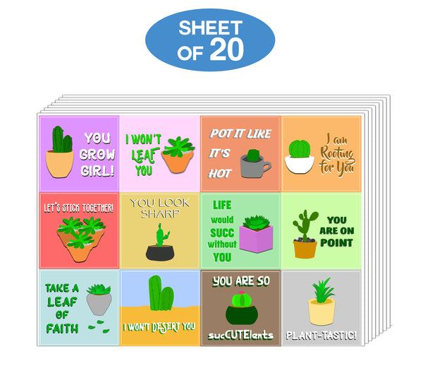 Creanoso Cactus and Succulents Quotes Stickers - Great Stocking Stuffers Gifts