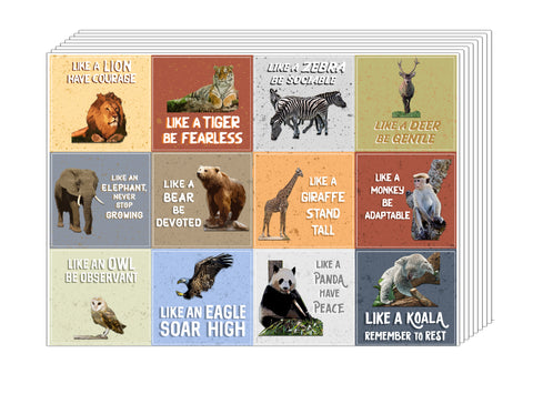 Creanoso Wild Animals Inspiring Sayings Stickers - Premium Gift Set Pack